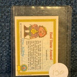 Vintage Bad Taste Award Card